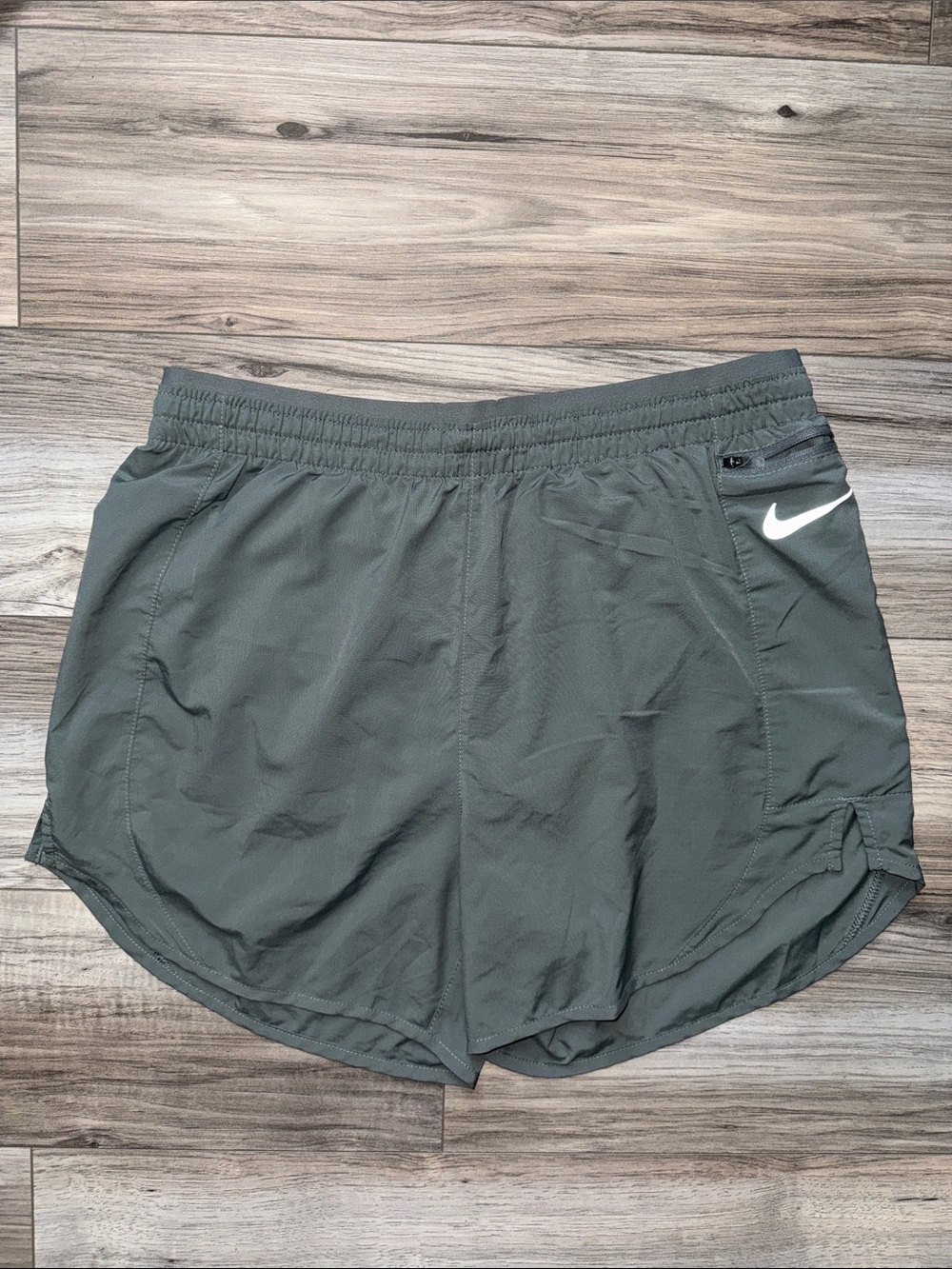 Nike Dri-FIT Light Gray Performance Shorts with Black Swoosh